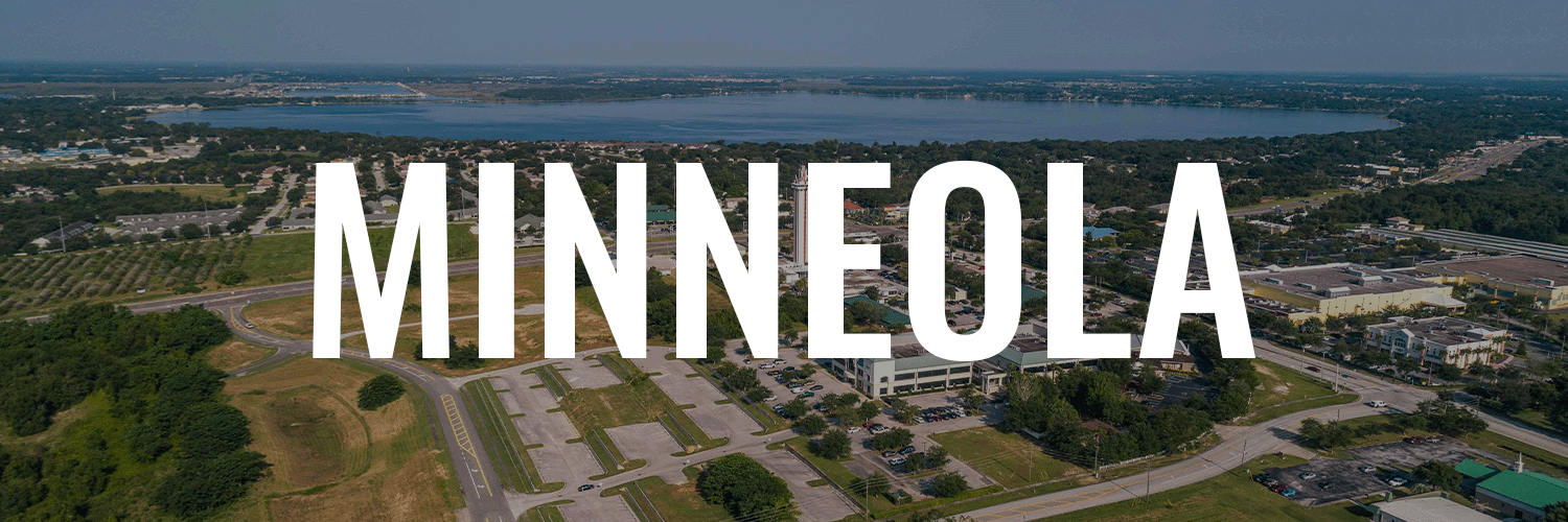 minneola drone shot with white title 